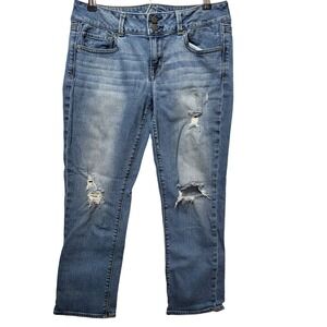American Eagle Outfitters Women Blue Distressed Denim Jeans Size 10